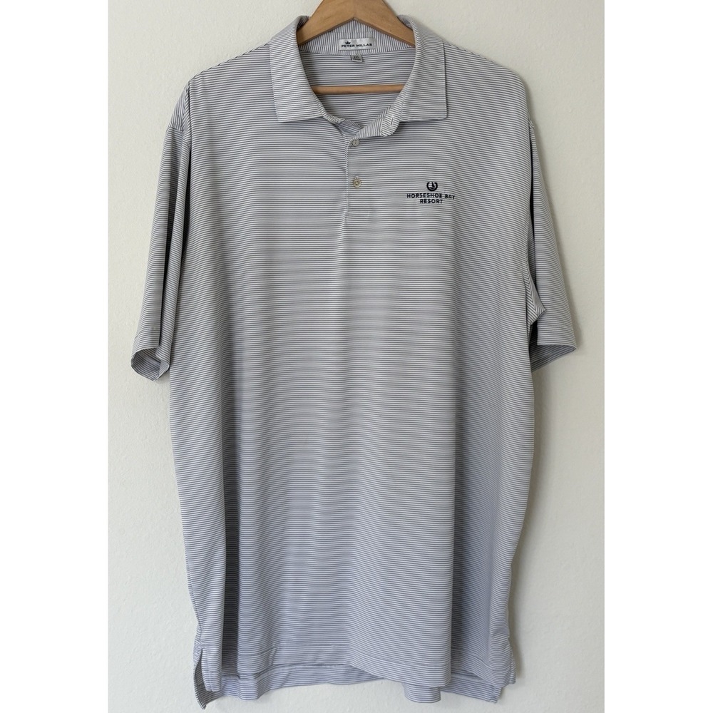 Peter Millar Summer Comfort Polo Mens Blue  Striped Golf Sz‎ XXL Horseshoe Bay